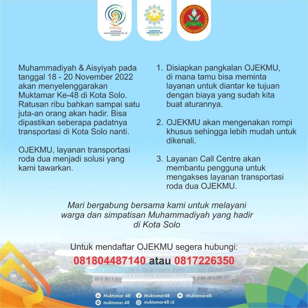 Ojekmu.48 Siap Beroperasi Layani Warga Dan Penggembira Muktamar 48 CirebonMU