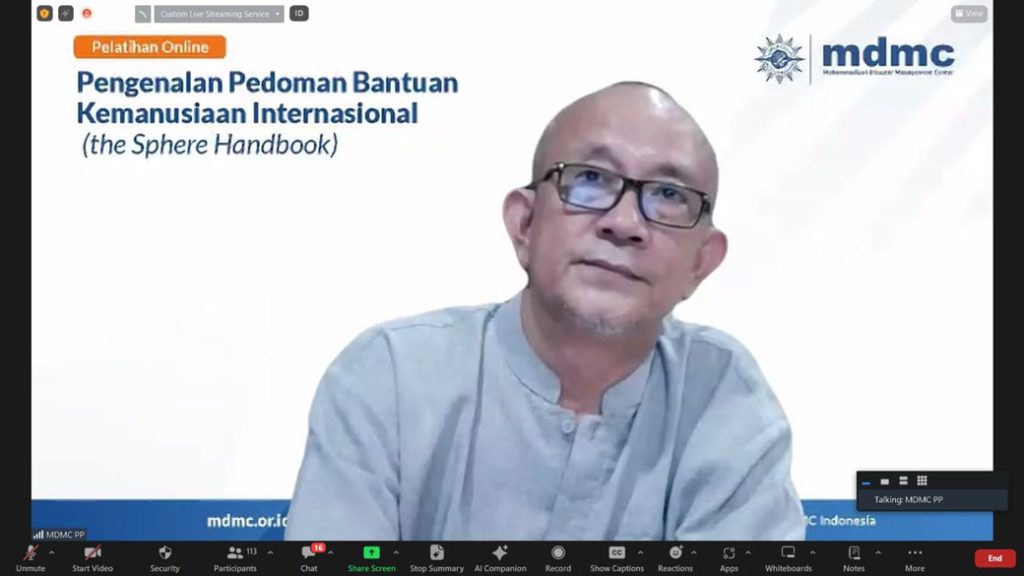 Standarisasi Bantuan Kemanusiaan Internasional, MDMC Gelar Pelatihan Online Sphere Handbook CirebonMU